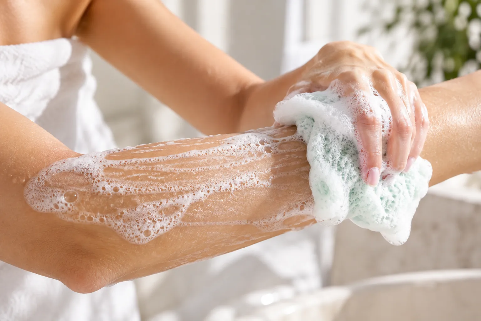 Измиване на ръка с напоена със сапунен гел гъба Soapy Sponge, pH 5.5